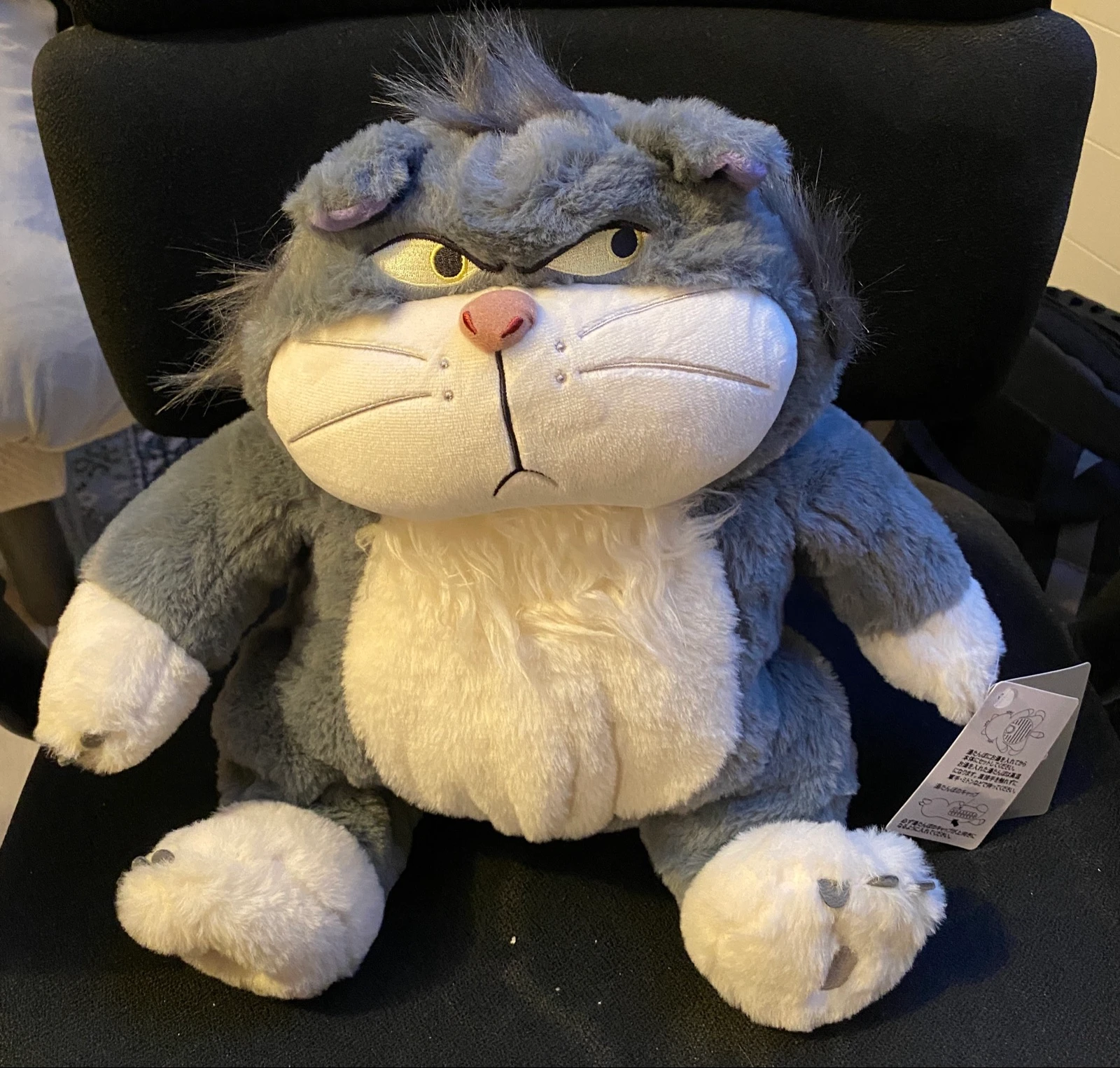 😼✨ 😼🖤 Disney - Lucifer Cendrillon – Grande Peluche Bouillotte Japon 40 cm – Neuve avec Étiquettes ✨